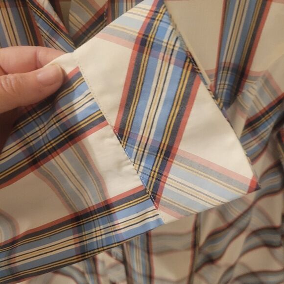Appleseed's Plaid 100% Cotton Button Down Blouse, Size M - Picture 5 of 6